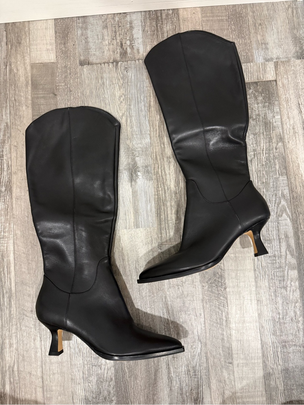 Dolce Vita Black Knee High Pointed Toe Kitten Heel Boots - 7.5 NEW